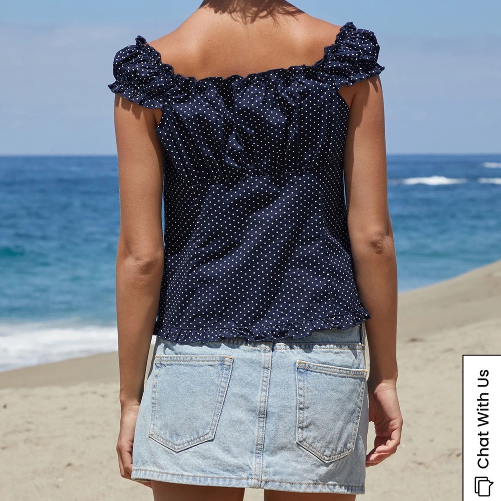 Navy Brandy Melville Polka Dot Top